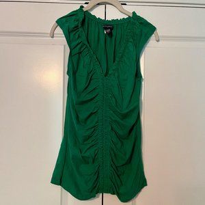 Banana Republic Ruched Sleeveless Top Green Size Small